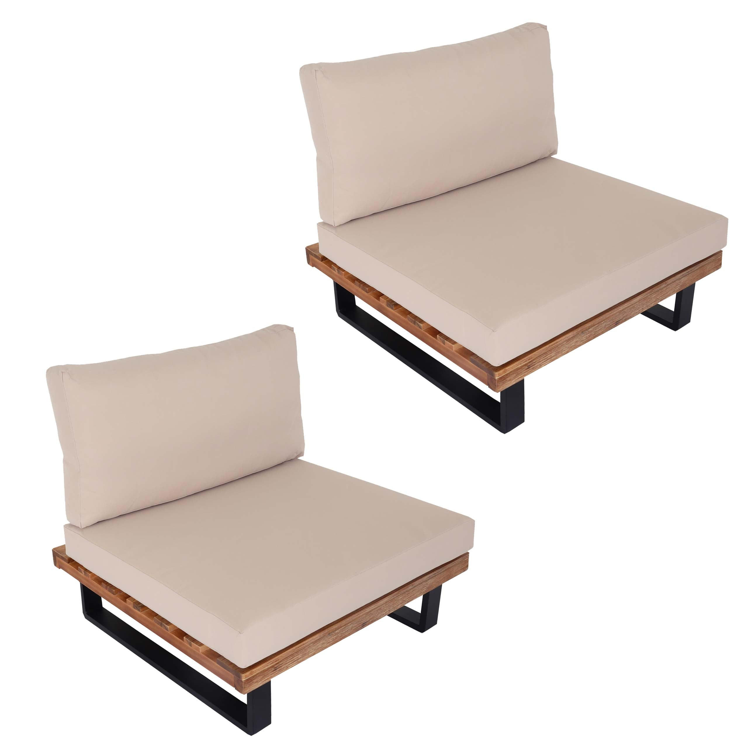 LOUNGESESSEL Garten 2er-Set Hellbraun Beige - Braun, Metall (82/75/82cm) - PROREGAL