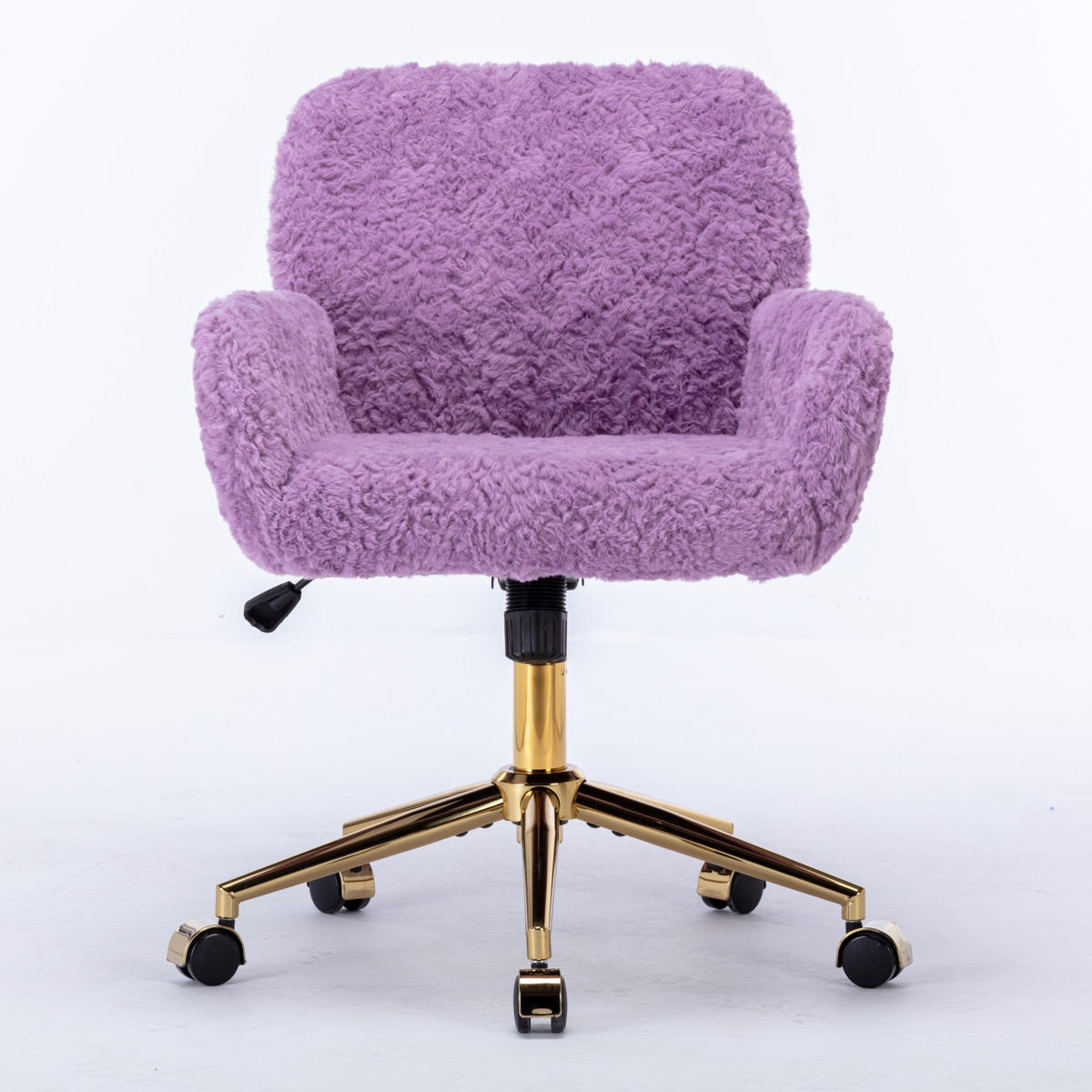 DREHSTUHL DE-40974 mit Kunsthasenfell-Bezug und Armlehnen Violett - Lila, Metall (61/90/60cm) - ComfortXL
