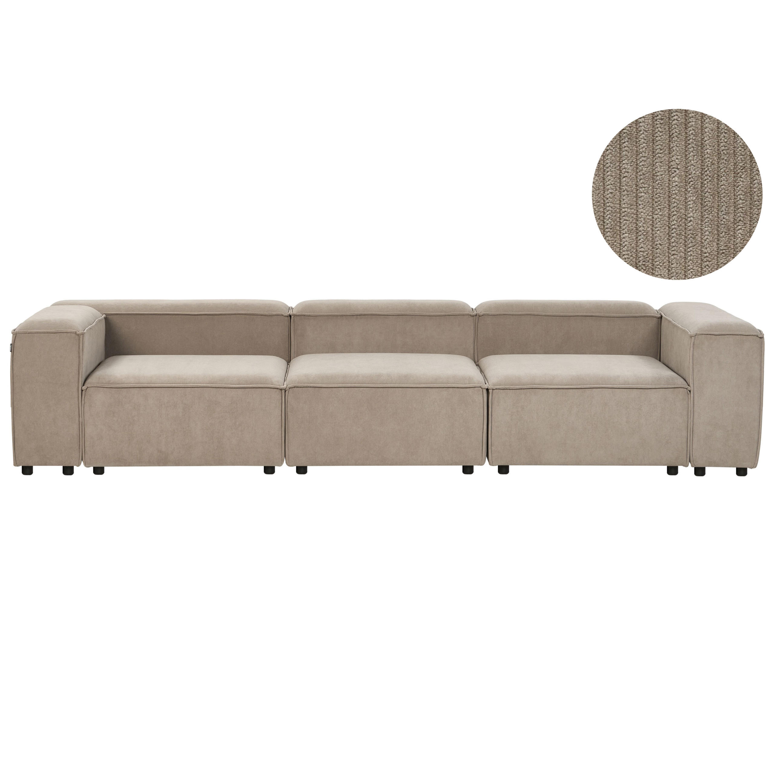 3-SITZER-MODULSOFA Hellbraun Cord Ardal - Hellbraun, Textil (328/68/120cm) - Beliani