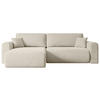 ECKSOFA mit Schlaffunktion und Bettkasten ORRO-L - 272x145x83 cm Beige Velours - Beige/Schwarz, Holzwerkstoff/Kunststoff (272/145cm) - ALTDECOR