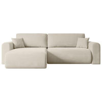 ECKSOFA mit Schlaffunktion und Bettkasten ORRO-L - 272x145x83 cm Beige Velours - Beige/Schwarz, Holzwerkstoff/Kunststoff (272/145cm) - ALTDECOR