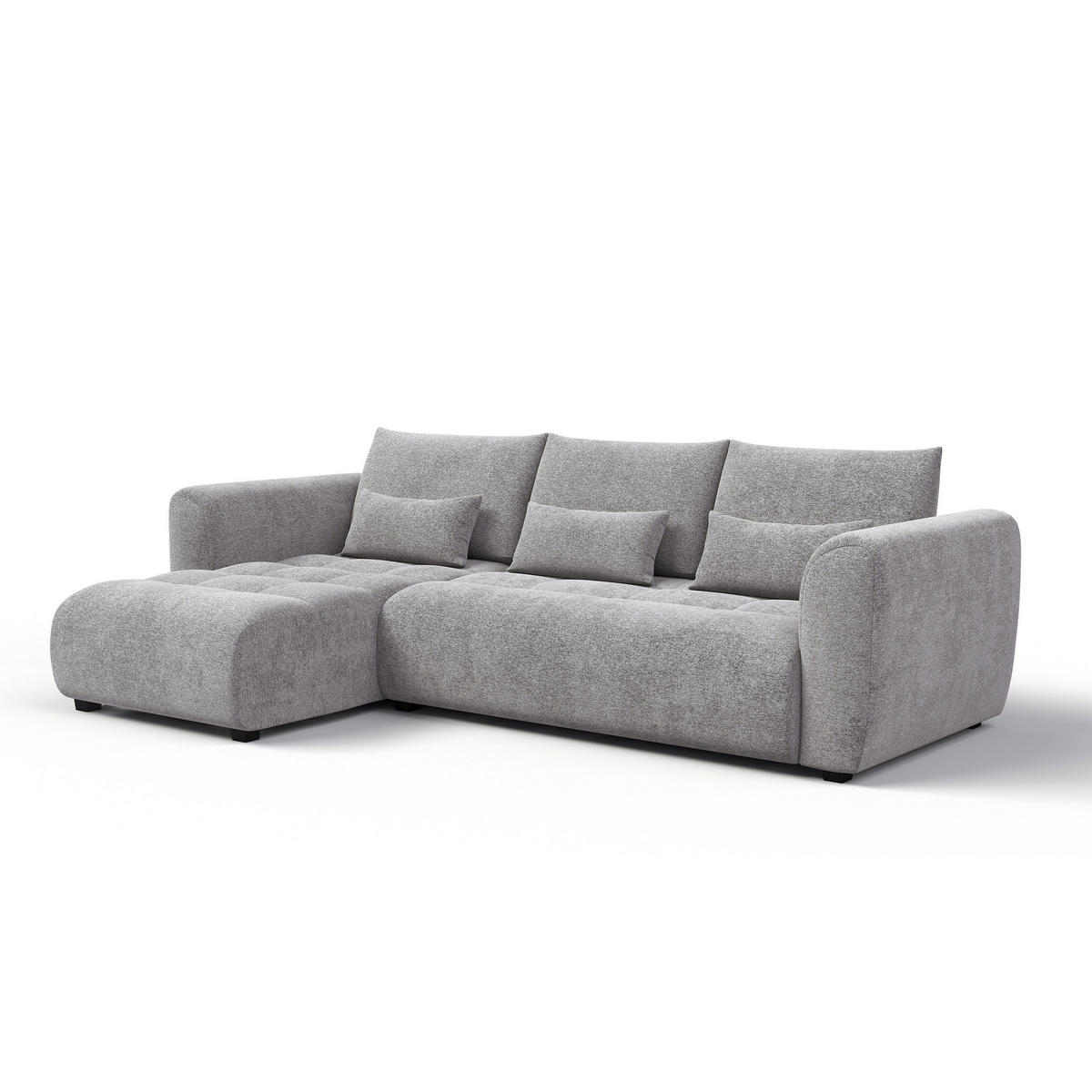 ECKSOFA SORENO 4-Sitzer, platingrau - Schwarz/Grau, Holz/Textil (293/171cm) - Courtois Laville