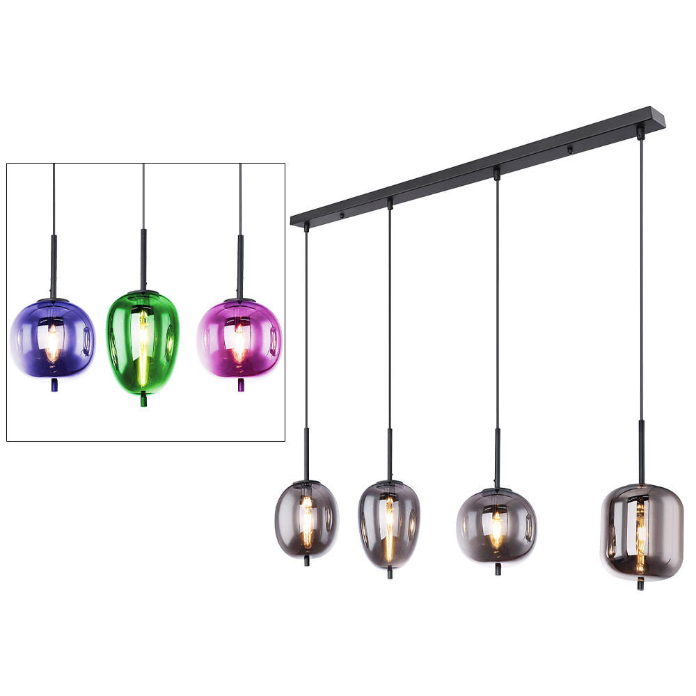 LED HÄNGELEUCHTE Blacky Schwarz Glas - Schwarz, Glas (100/18.5/120cm) - Globo Lighting