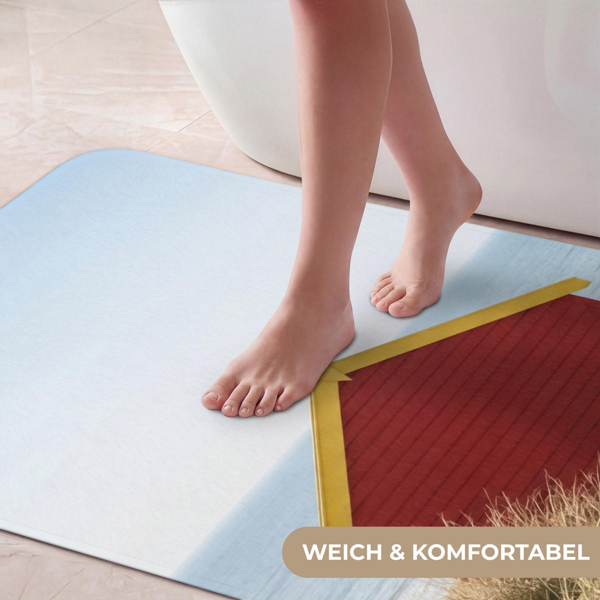KOUPELNOVÁ PŘEDLOŽKA Pláž - Chaty - Barevné - Duny 60x120 cm - různobarevná, textil/plast (60/120cm) - OnlyWow