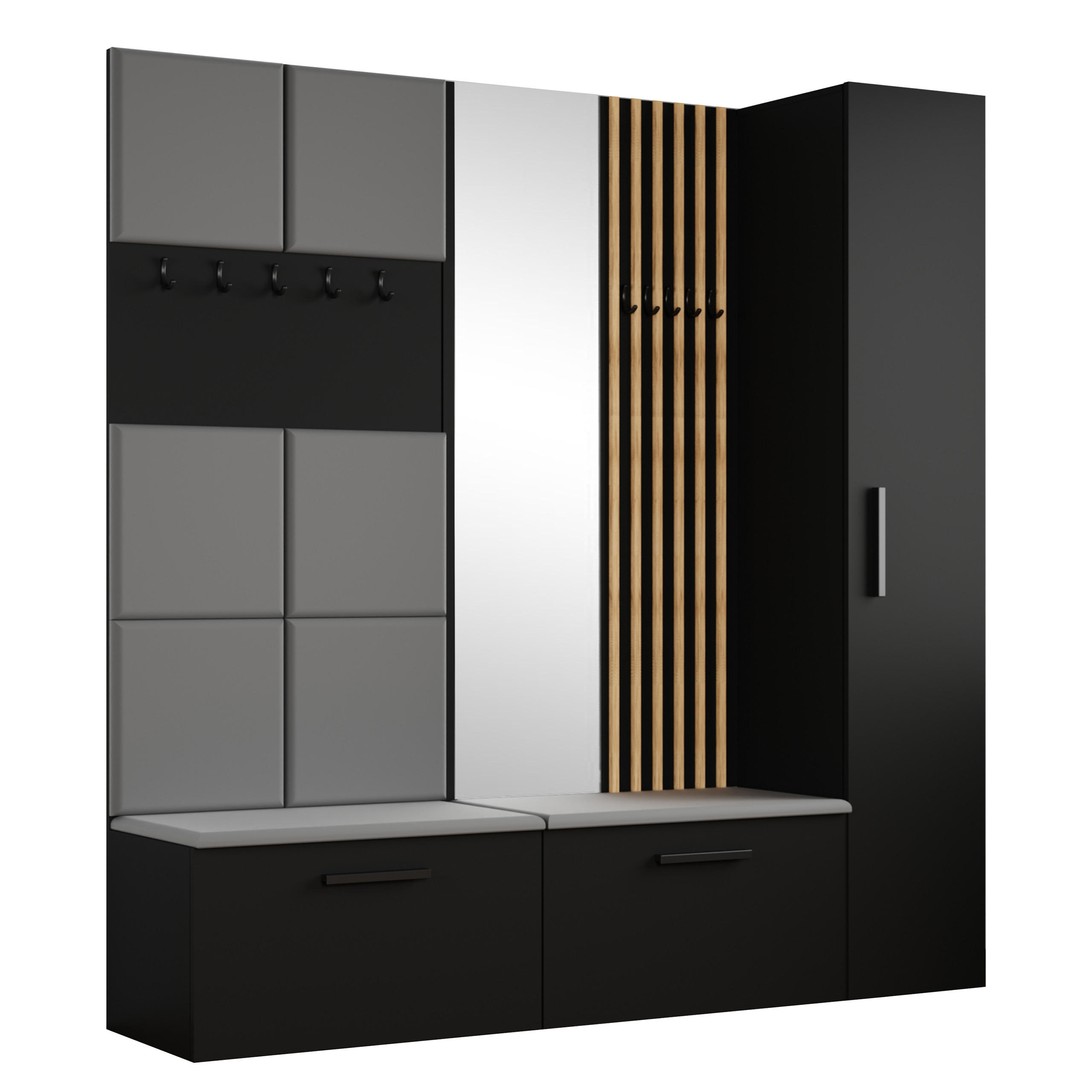 Masseno Garderobenschrank Schwarz 201.2x204x40 cm