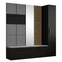 GARDEROBENSCHRANK MODULO 201,2/204/40 cm Modern Garderobe-Set Schwarz - Schwarz/Grau, Holzwerkstoff (201.2/204/40cm) - MASSENO