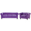 4-SITZER SOFA SET Samtstoff Violett Chesterfield - Violett, Textil (201/70/75cm) - Beliani