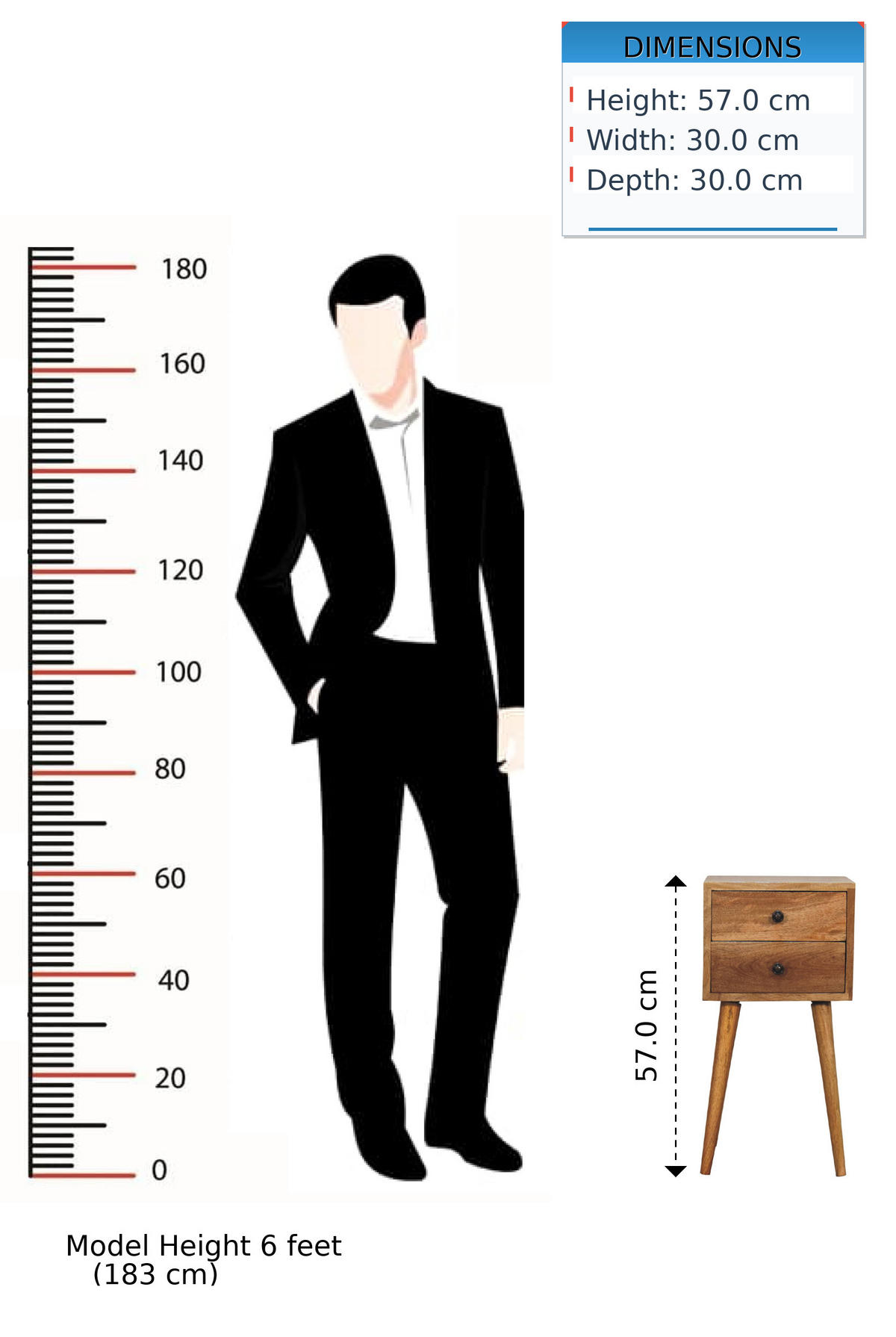 NACHTKASTEN Mini Eichenoptik, 2 Schubladen, Beige - Beige/Messingfarben, Holz/Metall (30/57/30cm) - Artisan Furniture