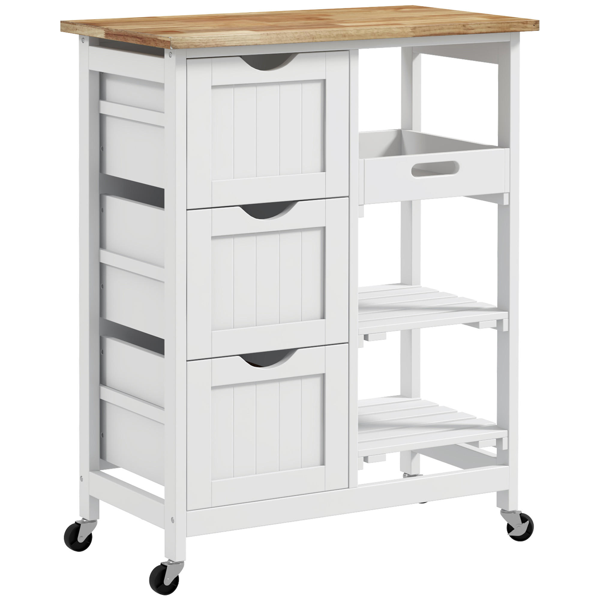 KÜCHENWAGEN, Rollbarer Wagen 67 x 37 x 85,5 cm mit 3 Schubladen, Weiß - Multicolor, Metall (67/85.5/37cm) - FORIOUS