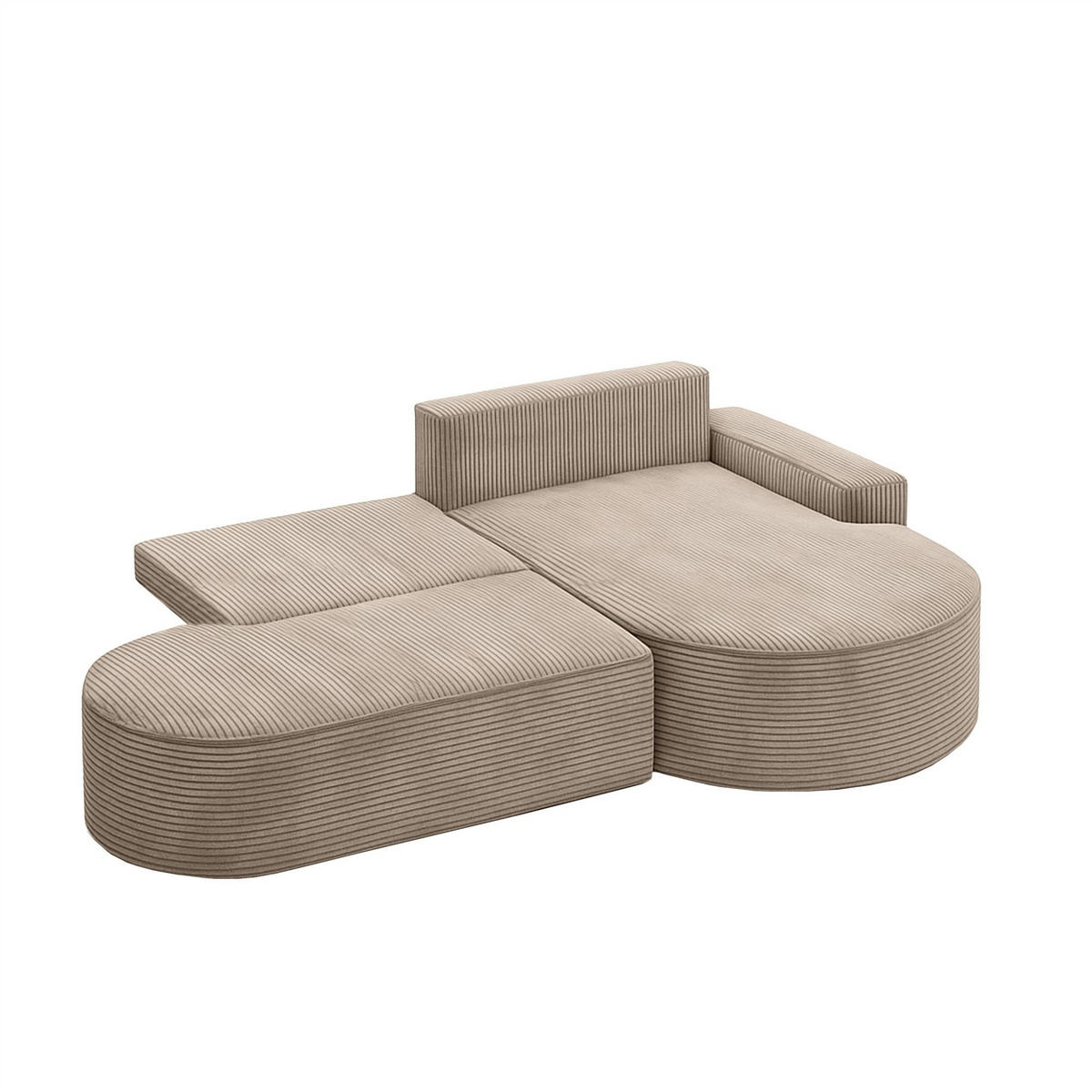 ECKSOFA Venedig Mit Schlaffunktion - Beige, Holzwerkstoff/Textil (278/179cm) - Fun Möbel