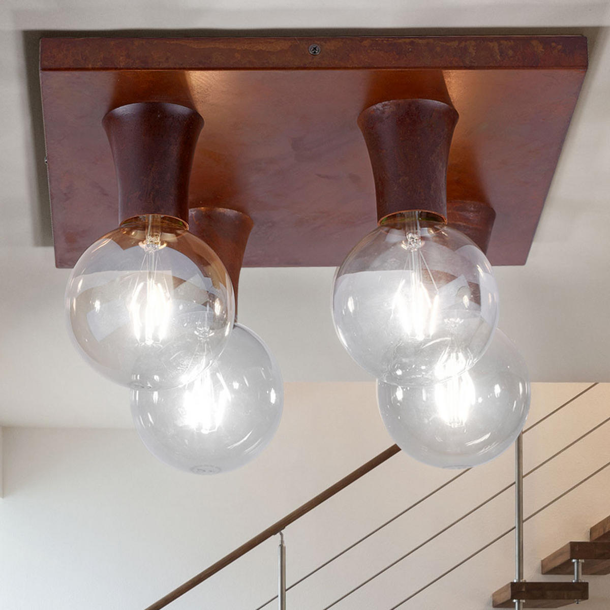 DECKENLEUCHTE Metall Rostfarben Quadratisch - Braun, Metall (40/40/11cm)