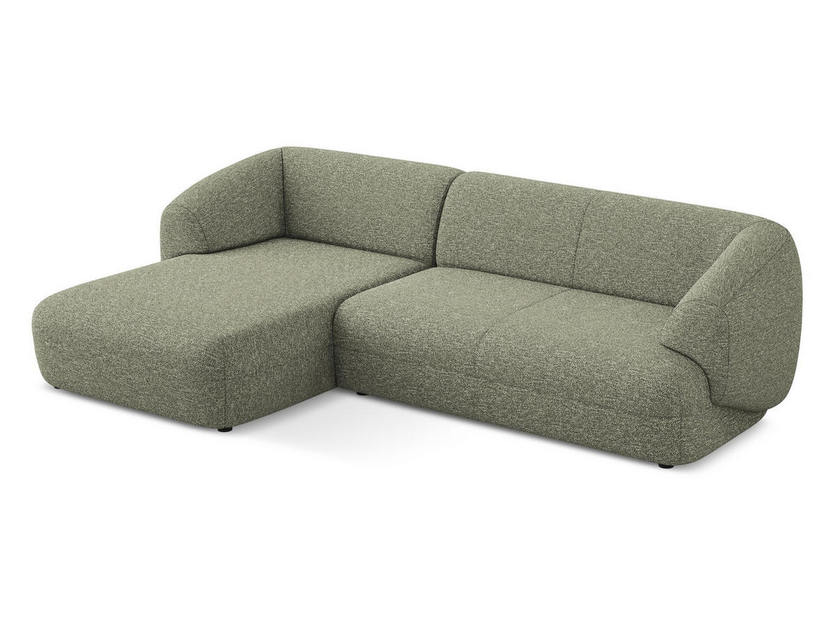 ECKSOFA links Strukturstoff Stoff Grün - Beige/Schwarz, Kunststoff/Textil (156/280cm) - Makamii