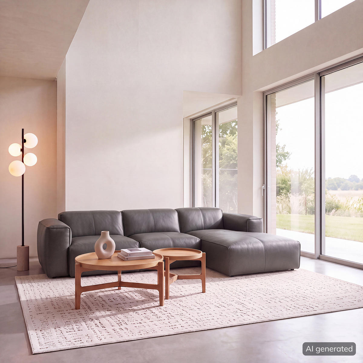3-SITZER ECKSOFA mit Longchair - Schwarz/Grau, Leder/Kunststoff (284/173cm) - home24
