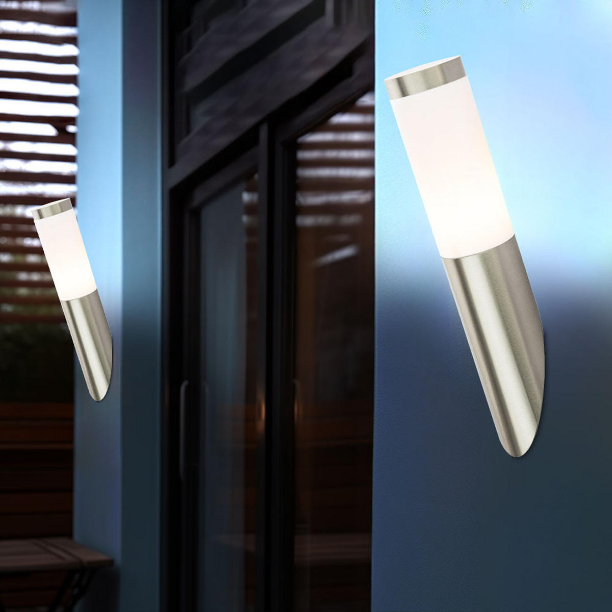 LED AUSSEN-WANDLEUCHTE Edelstahl Silber - Silberfarben, Metall (7.6/41/17cm)
