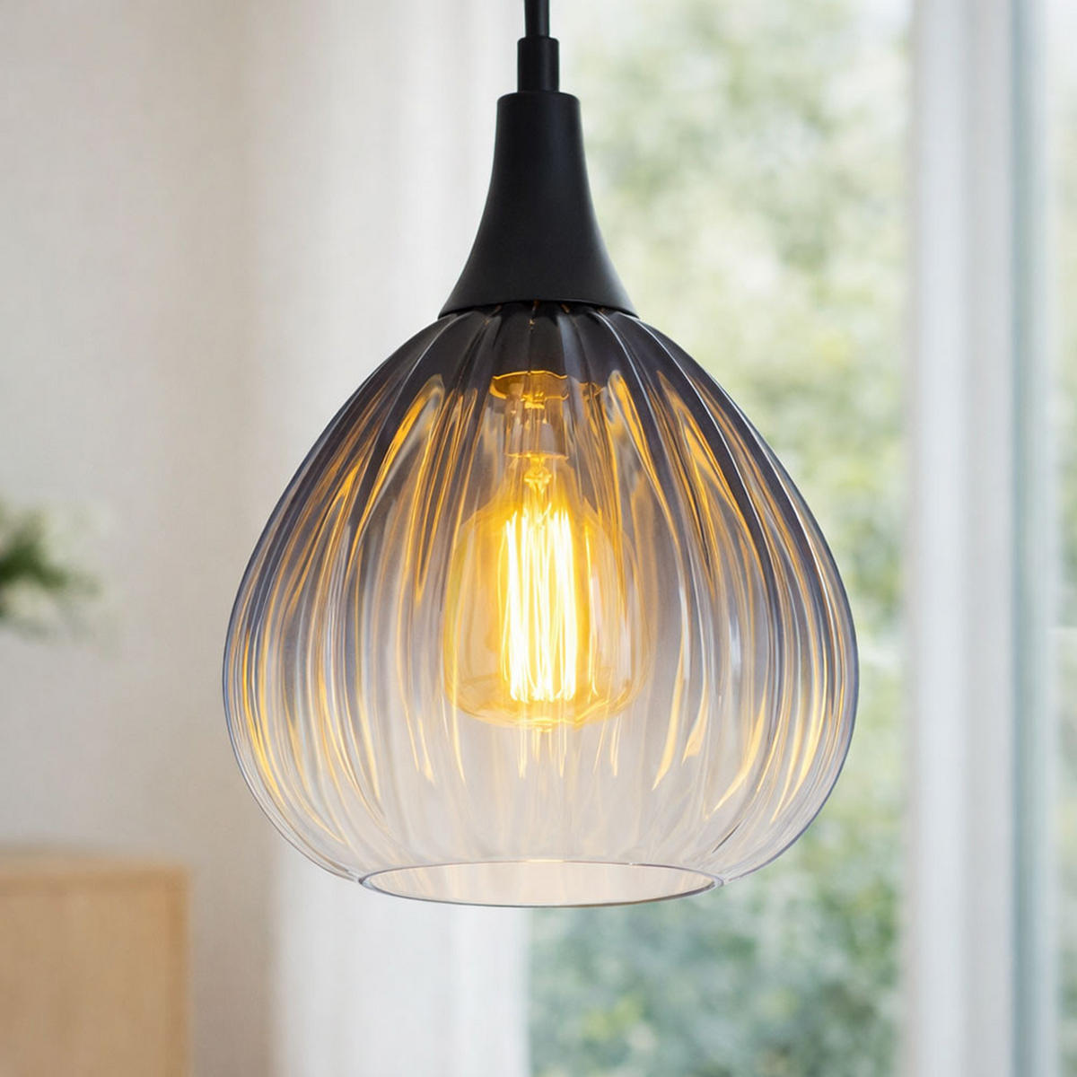 LED HÄNGELEUCHTE OLSEN Schwarz Rauchglas - Schwarz, Glas (20/20/120cm) - Globo Lighting