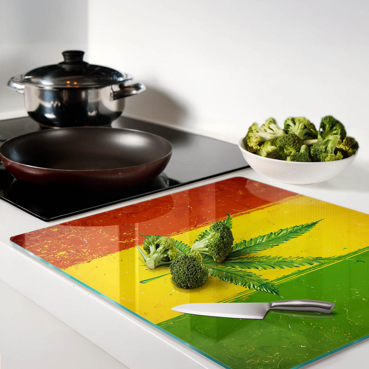 GLASPLATTE 60x52 cm Rasta-Flagge - Multicolor, Glas (60/0.4/52cm) - TULUP