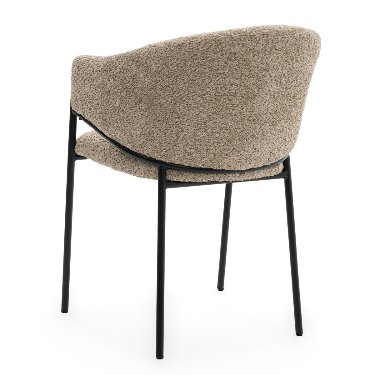 STUHL BUENO gespolsterter - beige - Glamour Boucle Chenille - Ecru/Beige, Textil/Metall (55/83/56cm) - NEW HOME