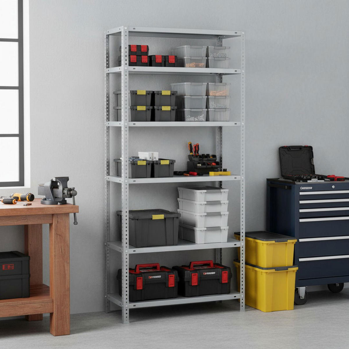 SCHRAUBREGAL PANDA TALL | HxBxT 200x110x30cm | 6 Fachböden | Fachlast 90kg | Weiß - Weiß, Metall (110/200/30cm) - PROREGAL