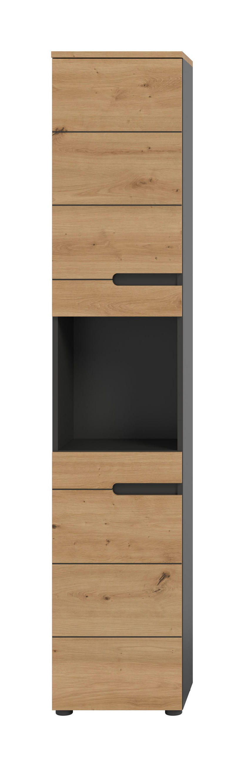 HOCHSCHRANK Canu Bad in Basalt grau Nachbildung und Artisan Nachbildung B/H/T: 38x193x34 cm - Grau, Holzwerkstoff (38/193/34cm)