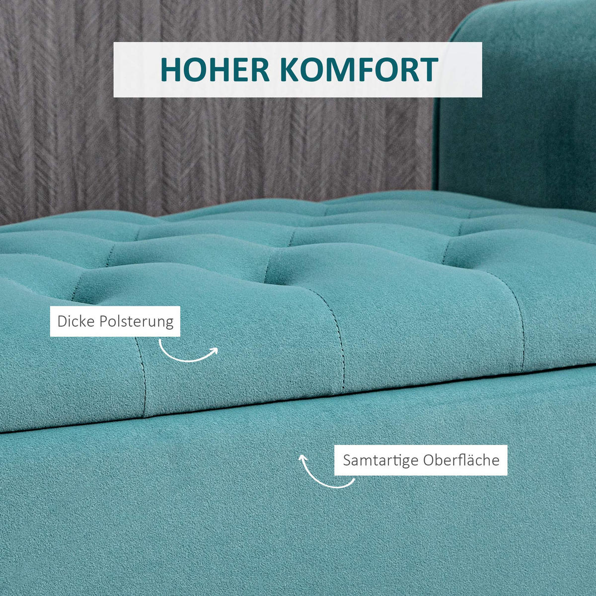 POLSTERBANK, Bettbank, Sitzbank in Samtoptik, Flurbank mit Stauraum, Grün - Grün, Kunststoff (48.5/57/126cm) - HOMCOM