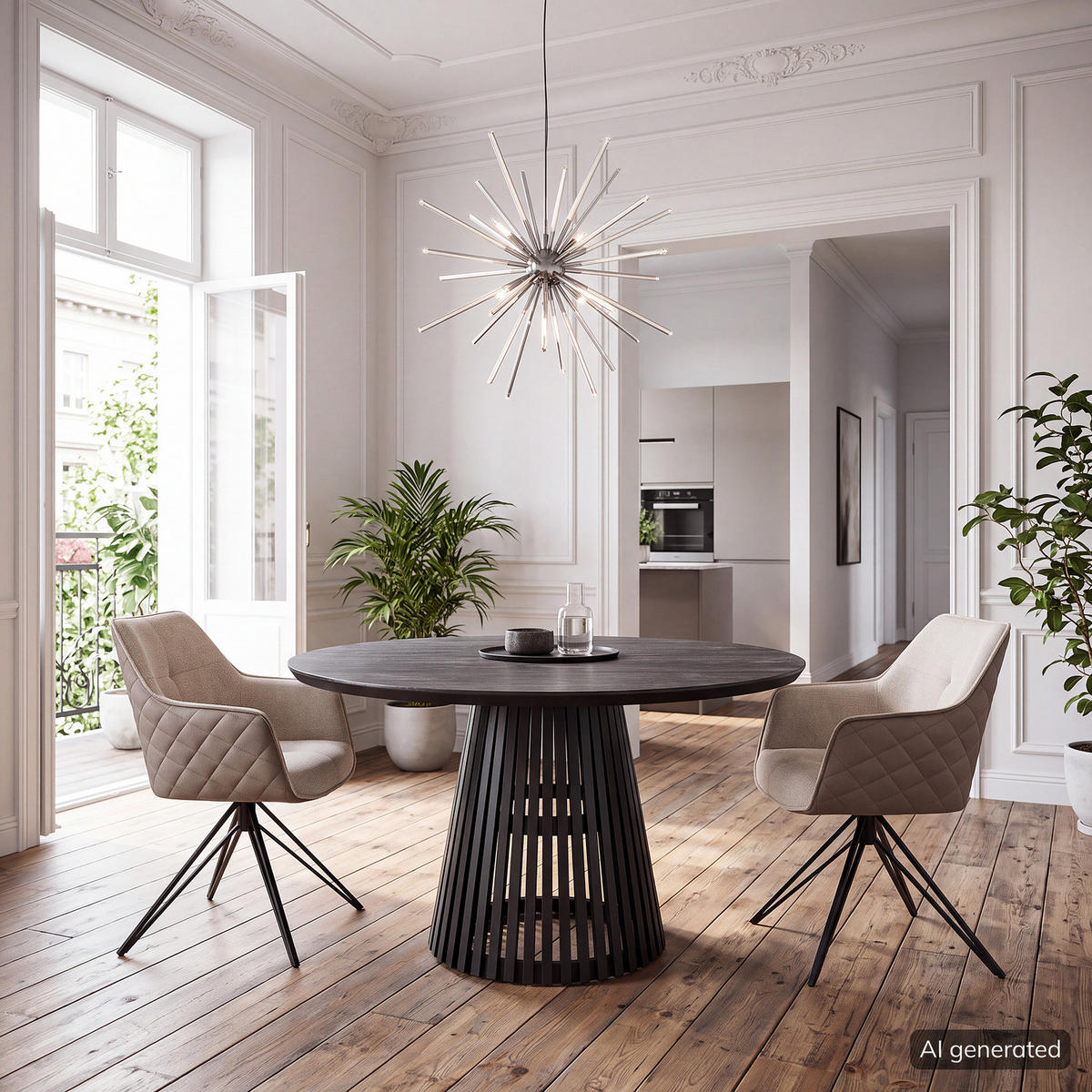 ESSTISCH - Akazie massiv - Akazie Schwarz - Schwarz/Akaziefarben, Holz (140/140/77cm) - home24