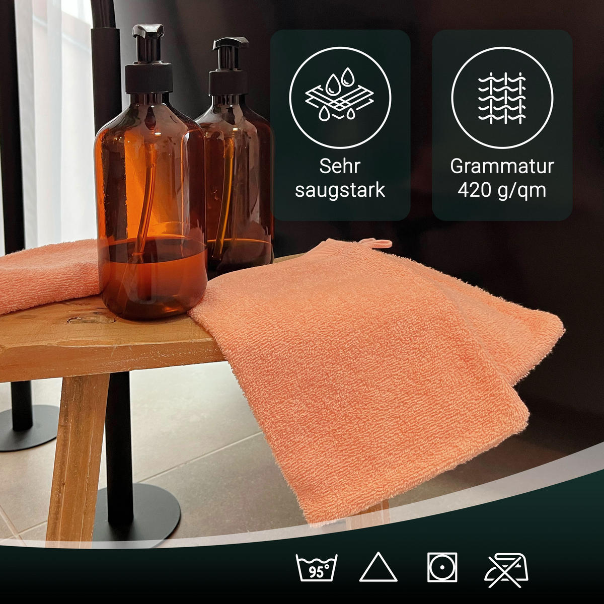 WASCHHANDSCHUH, 10er-Set, 16x21 cm, 100% Baumwolle, Rot - Terracotta, Textil (16/21cm) - Zollner