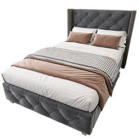POLSTERBETT 90/200 cm Grau aus Samt mit Knopfheftung - Grau, Textil (90/200cm) - OKMYHOME