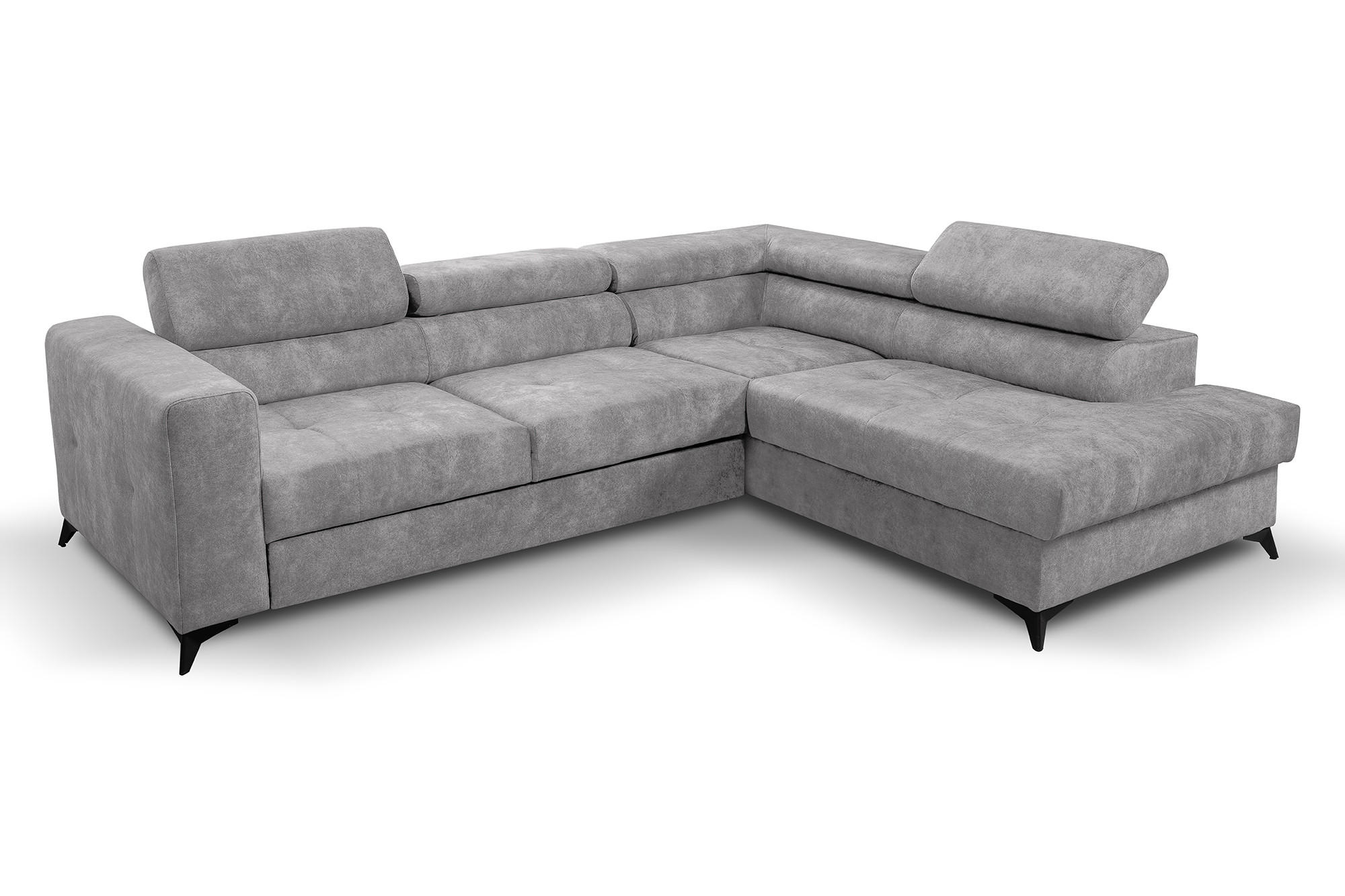 ECKSOFA Palermo L-Form mit Schlaffunktion Bettkasten 267 cm Wohnzimmer rechts hellgrau - Hellgrau, Kunststoff (267/106cm) - Margaret Hadas24