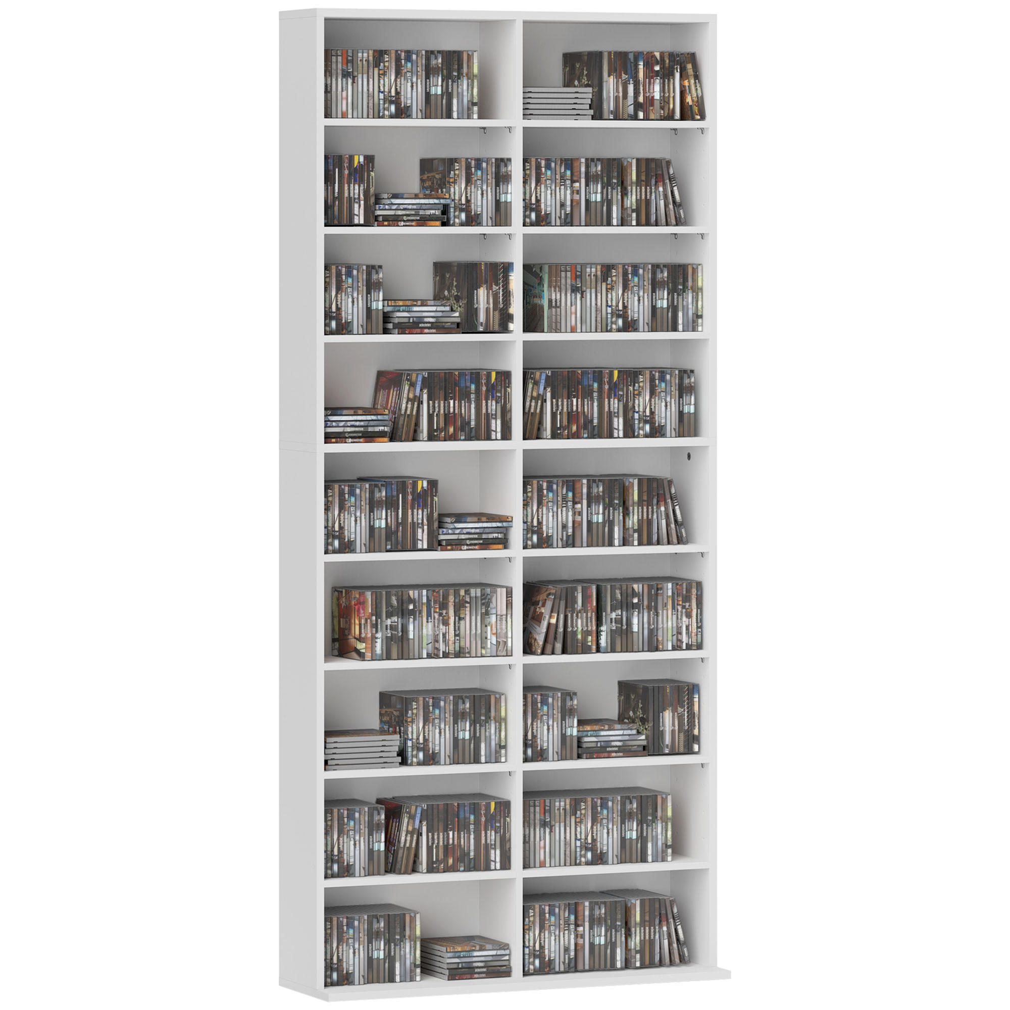 CD-REGAL, Verstellbar, Weiß - Weiß, Karton (24/175/78.5cm) - HOMCOM