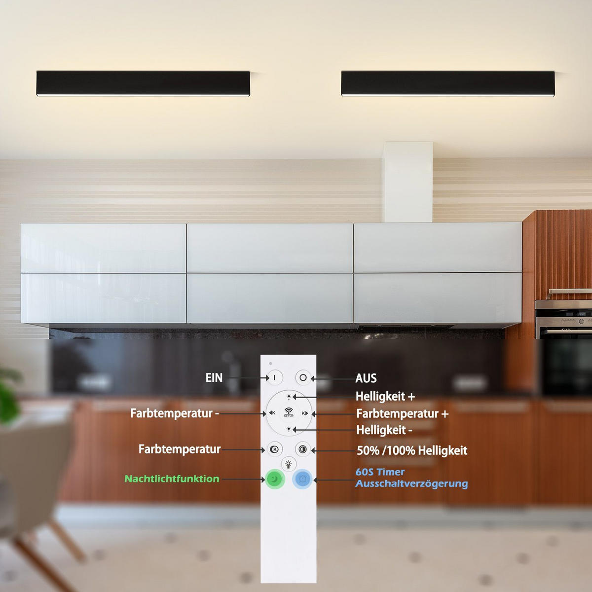 LED-DECKENLEUCHTE Werner 53.6/3.5/5.5 cm - Schwarz, Metall (53.6/3.5/5.5cm) - Nettlife