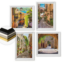 WANDBILDER 4er-Set - 50x50 cm & 40x60 cm Weißer Rahmen - Italienische Straßen, Blumen, Architektur - Weiß, Kunststoff (50/50cm) - ArtPrintCave