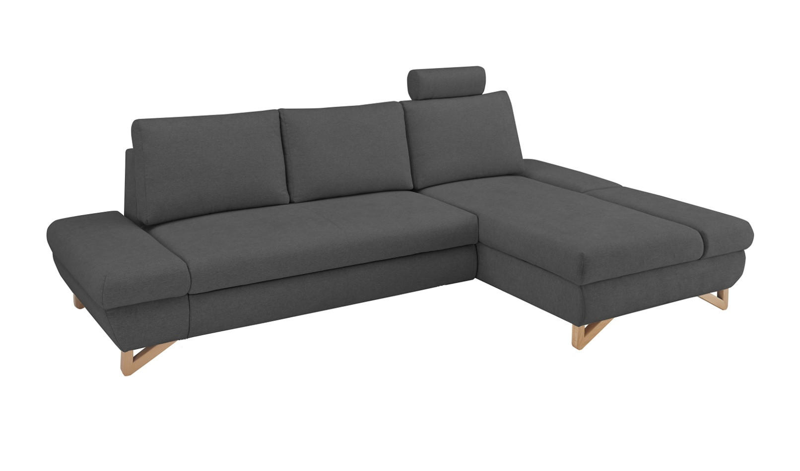ECKSOFA grau Velours, Wohnzimmer Sofa - Grau, Holz/Textil (284/166cm) - Furn.Design