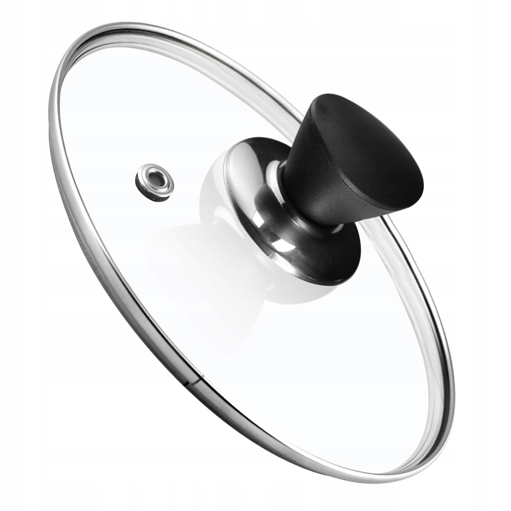 DECKEL mit schwarzem Griff, 16 cm - Transparent, Glas/Kunststoff (16cm) - KADAX