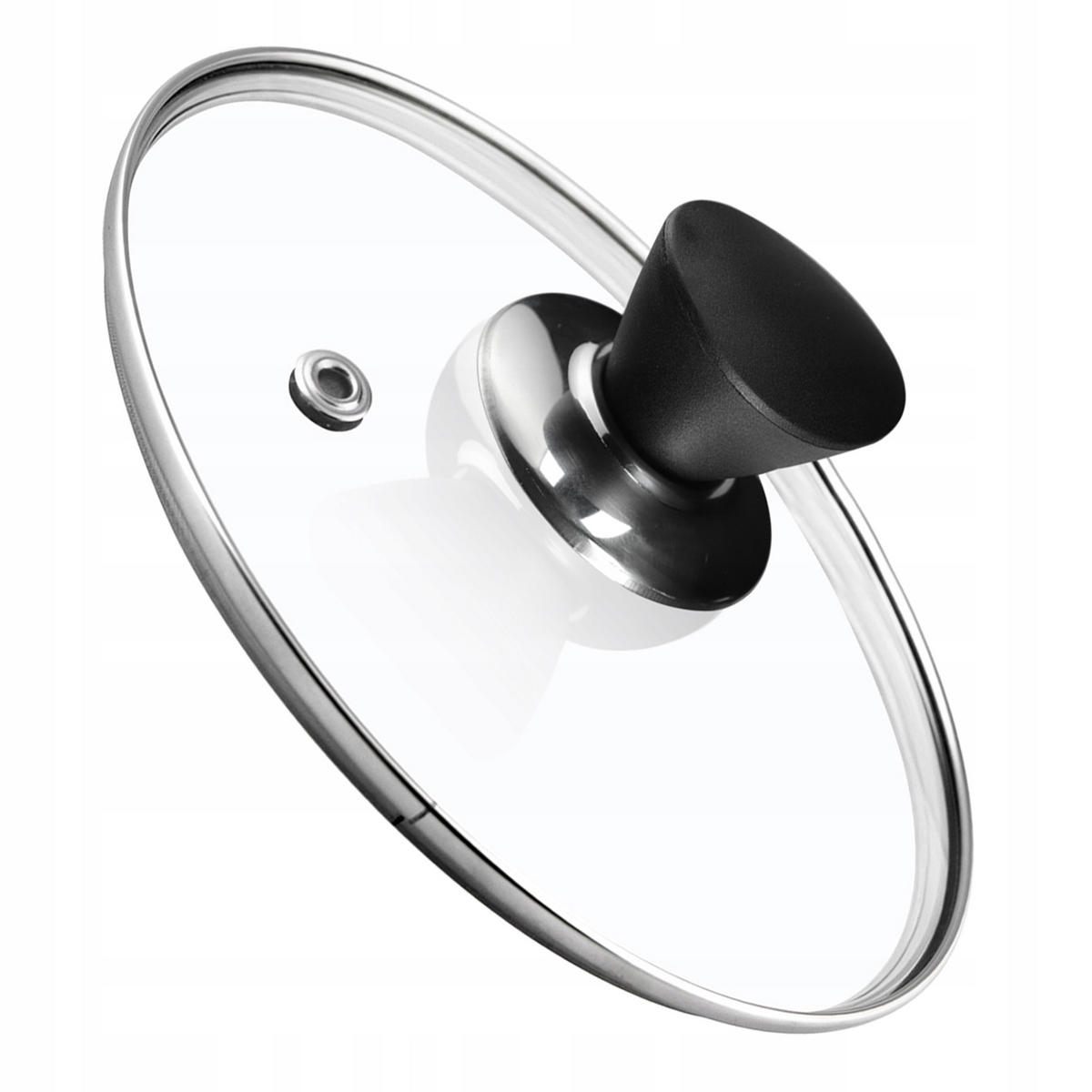 DECKEL mit schwarzem Griff, 16 cm - Transparent, Glas/Kunststoff (16cm) - KADAX