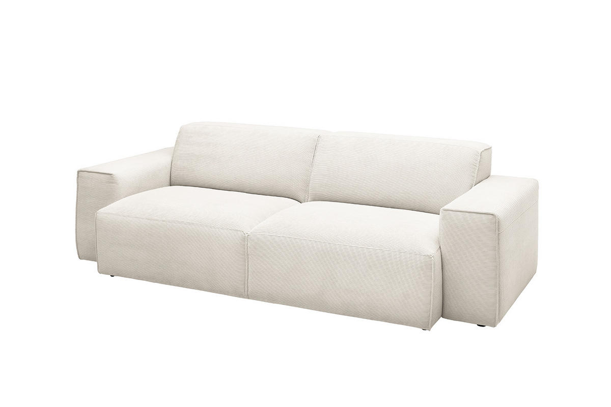 SOFA RANI Weiß Cord - Schwarz/Weiß, Kunststoff/Textil (256/71/101cm) - KAWOLA