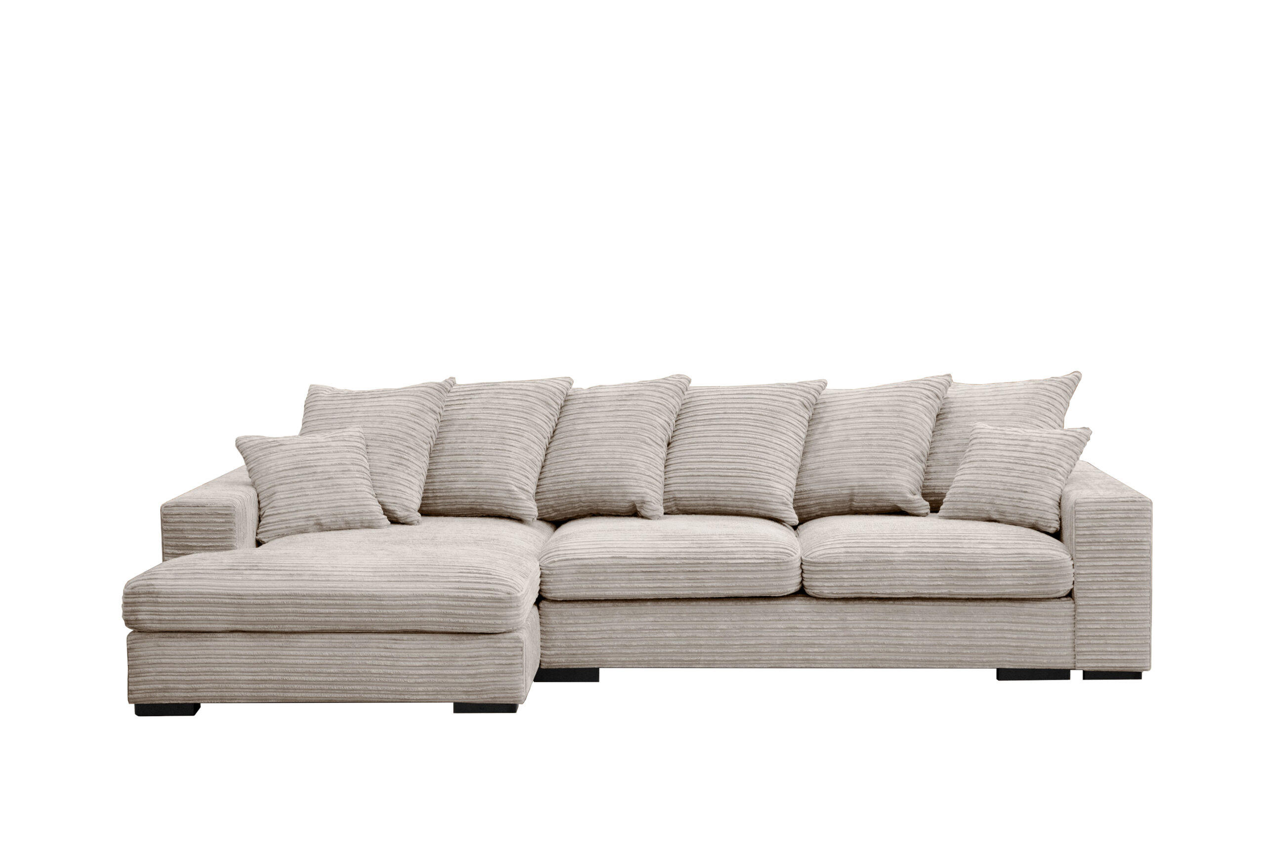 ECKSOFA Mit Schlaffunktion Und Bettkasten Couch L-form Gabon Stoff Zoom Perle Links - Ecru, Holz (155/285cm) - Kaiser Möbel