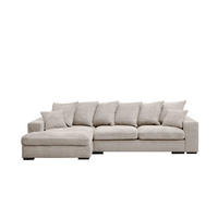 ECKSOFA Mit Schlaffunktion Und Bettkasten Couch L-form Gabon Stoff Zoom Perle Links - Ecru, Holz (155/285cm) - Kaiser Möbel