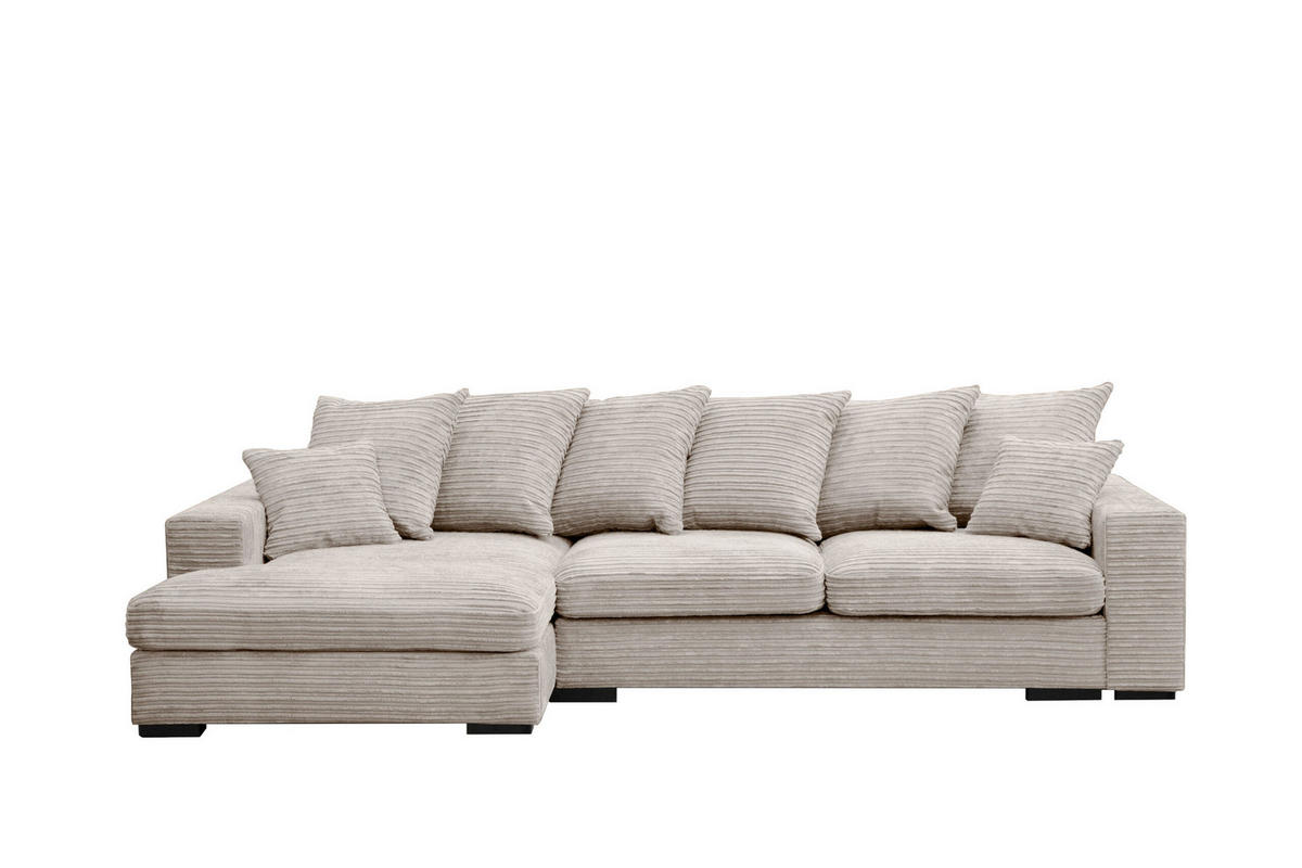 ECKSOFA Mit Schlaffunktion Und Bettkasten Couch L-form Gabon Stoff Zoom Perle Links - Ecru, Holz (155/285cm) - Kaiser Möbel