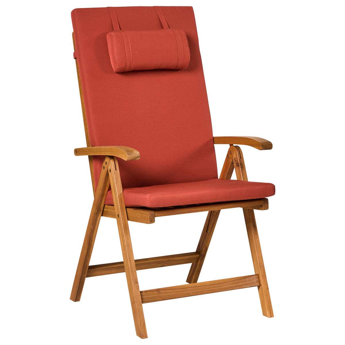 GARTENMÖBEL-SET 6-Sitzer Rot Akazienholz Java Premium - Hellbraun, Holz - Beliani