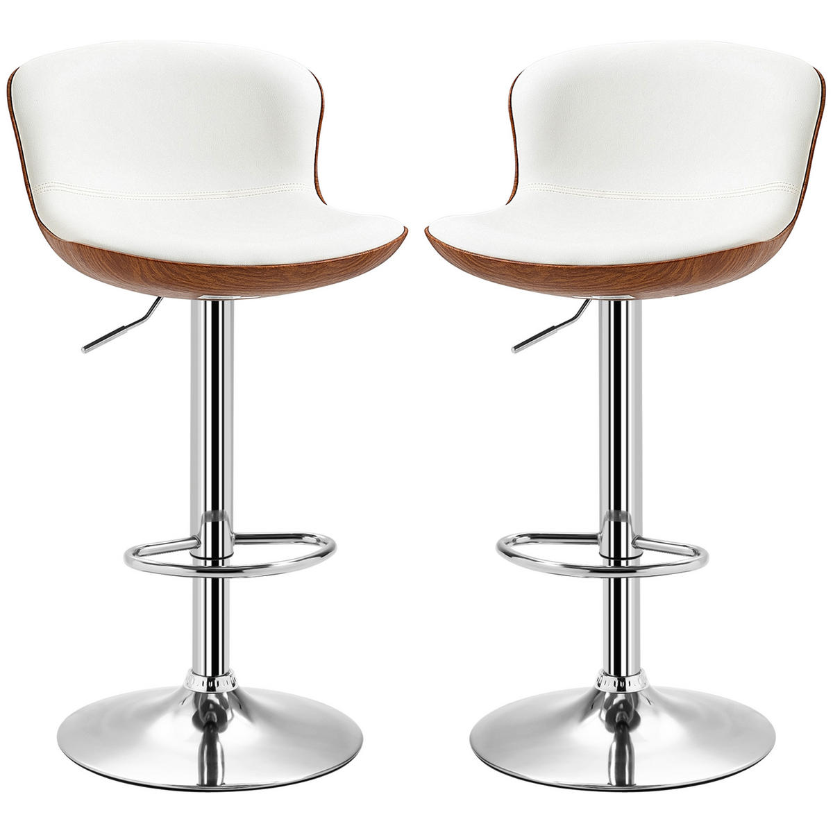 BARHOCKER 2er-Set DE-08052 höhenverstellbar, drehbarer Sitz Cremeweiß - Silberfarben/Creme, Metall (46/106/50cm) - ComfortXL