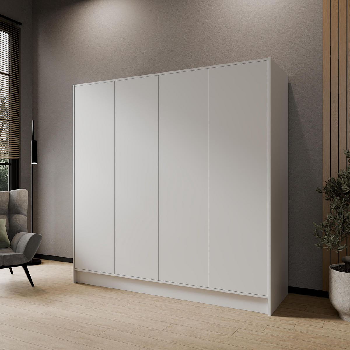 DREHTÜRENSCHRANK VELAR 200/200/51 cm Modern Kleiderschrank 4-türig Weiß - Weiß, Holzwerkstoff (200/200/51cm) - MASSENO