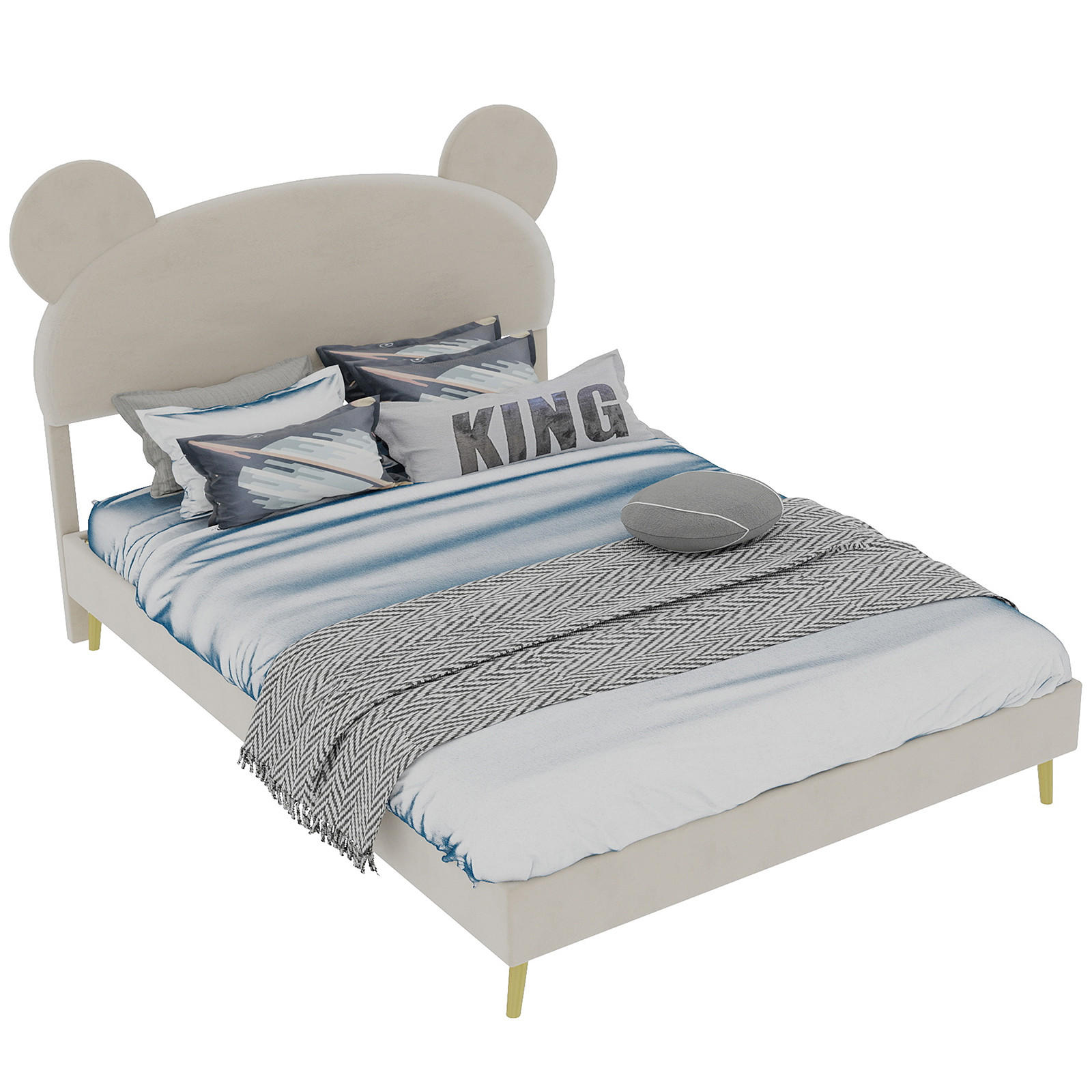 POLSTERBETT 140/200 cm in Beige Stoff mit Bettkasten - Beige, Holzwerkstoff/Textil (140/200cm) - WISHDOR