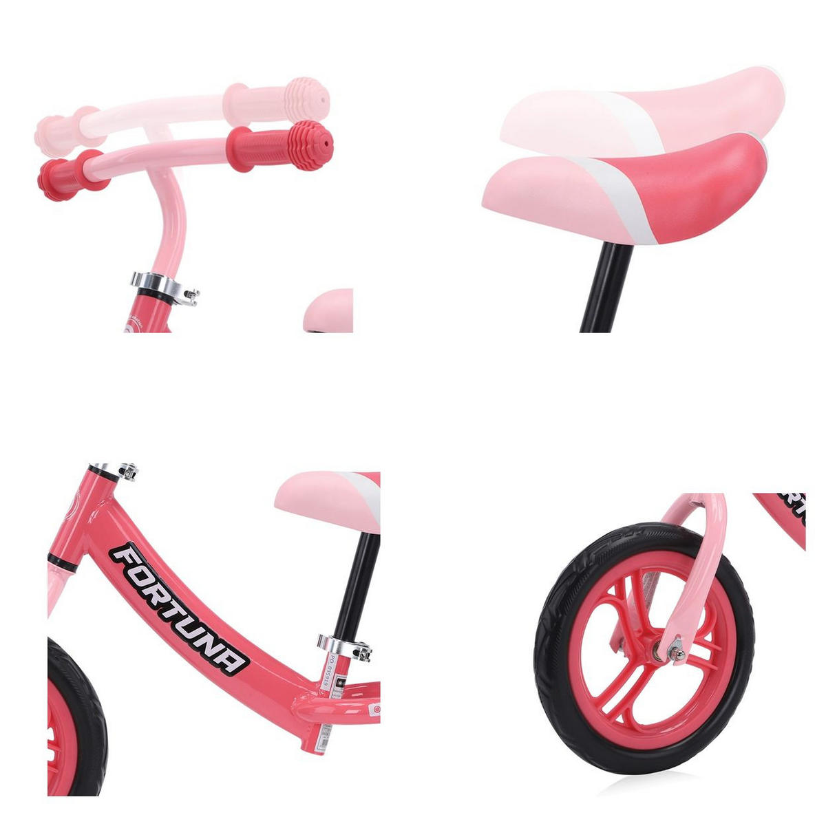 LAUFRAD Fortuna 12 Zoll pink Sitz und Lenker höhenverstellbar - Rosa, Metall (82/40/54cm) - Lorelli