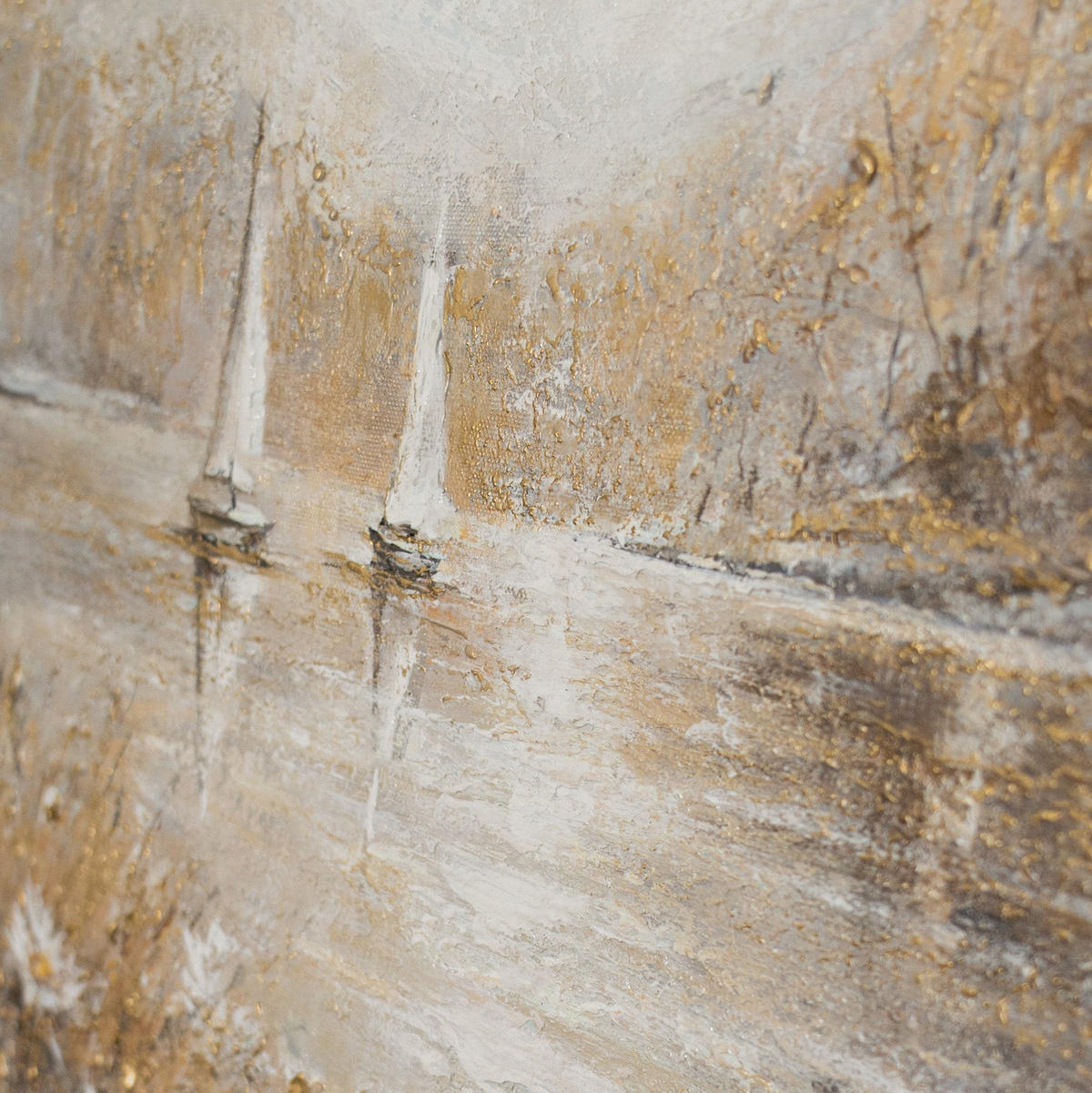GEMÄLDE Wasserspiegel Schattenfugenrahmen Grau 70x50 cm - Grau, Holz (70/50cm) - YS-art gallery