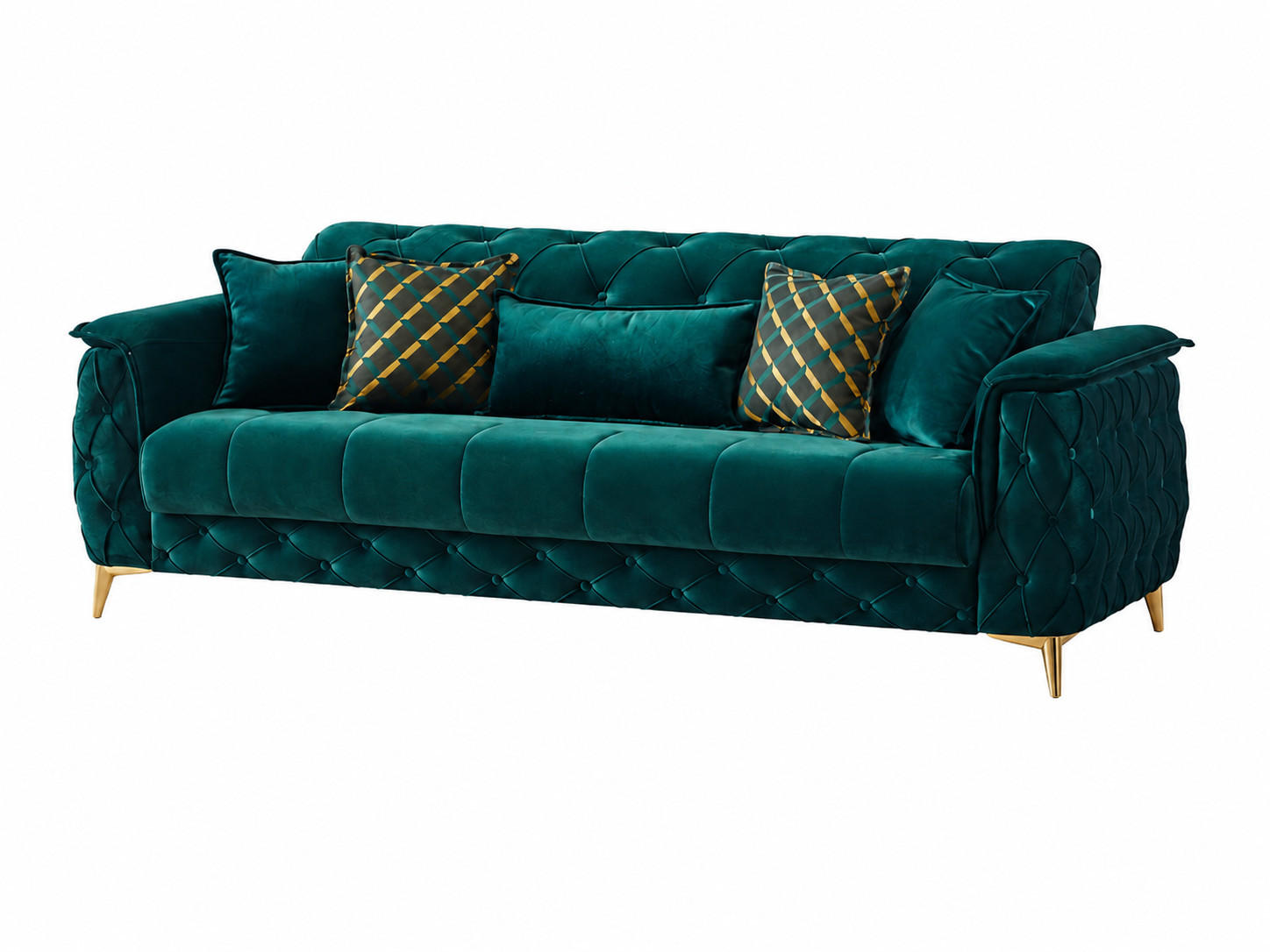 3-SITZER SOFA Sucre Grün - Grün, Holzwerkstoff/Kunststoff (233/83/95cm)