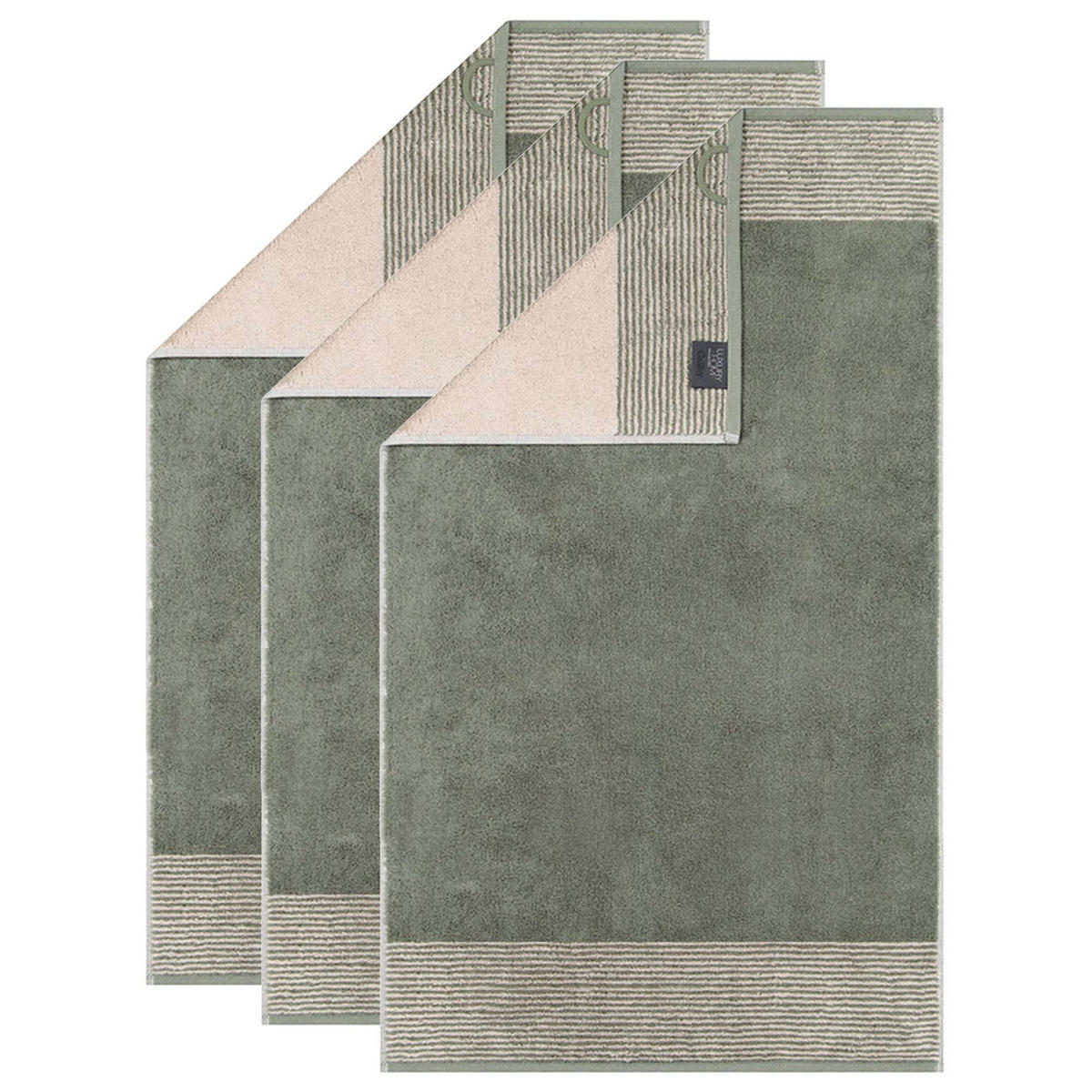 GÄSTETUCH Unisex Luxury Home Two-Tone Grün 3er Pack Baumwolle - Grün, Textil (50/30cm) - Cawoe