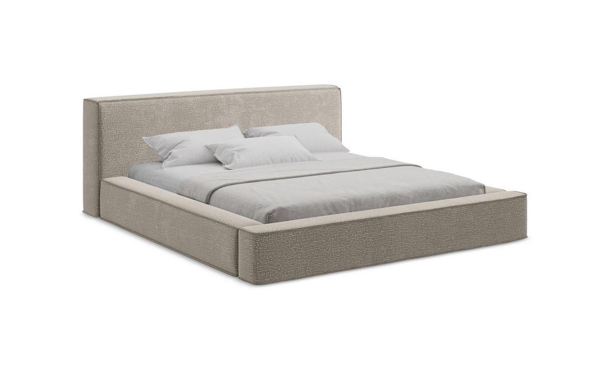 POLSTERBETT mit Bettkasten und Lattenrost 200x240 Grau - Taupe/Schwarz, Kunststoff/Textil (160/200cm) - Makamii