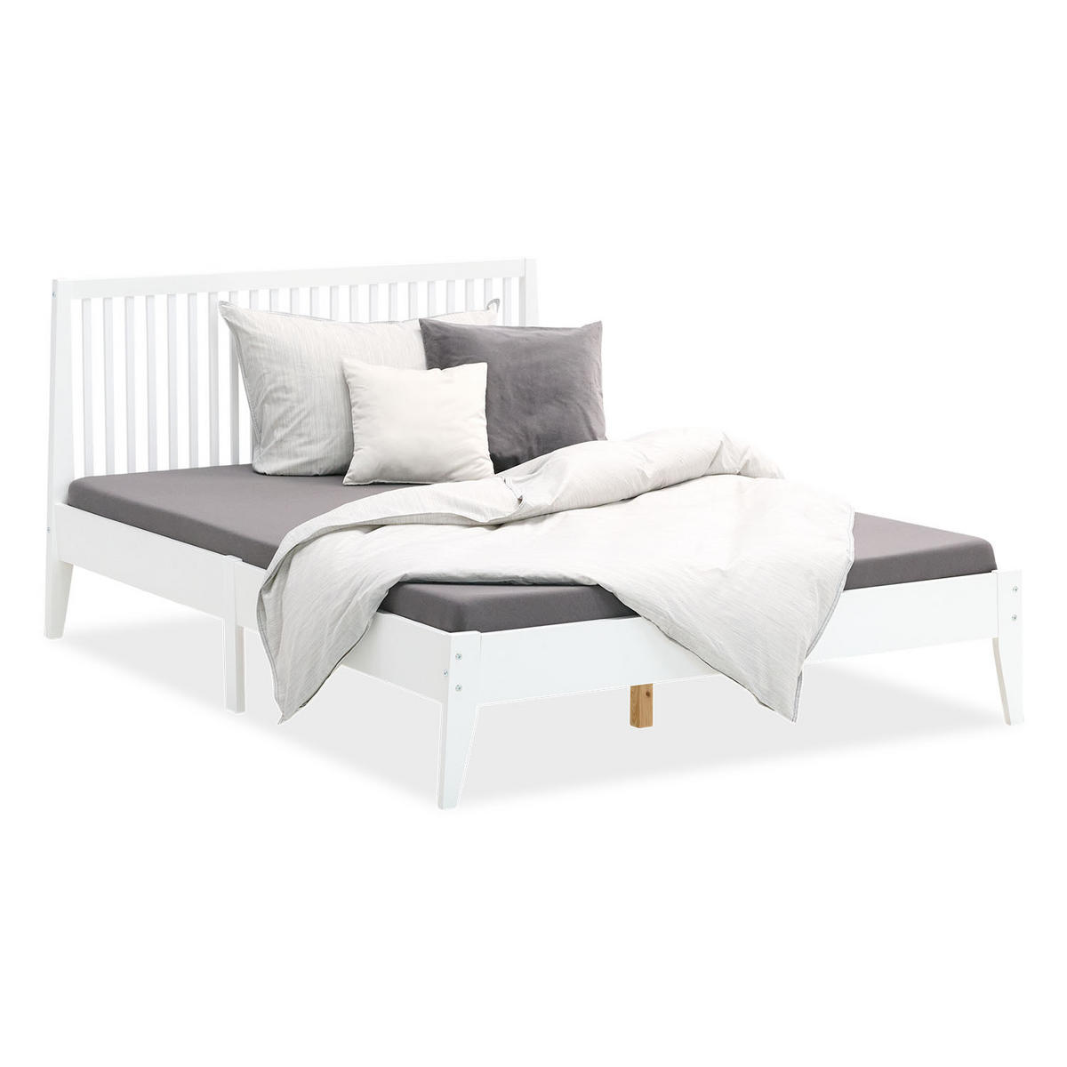 BETT 140/200 cm weiß Kopfteil - Weiß, Holz (140/200cm) - Homestyle4u