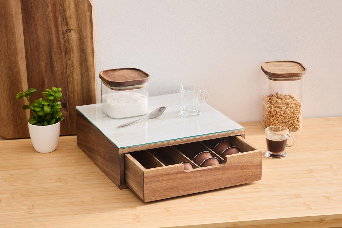 BEHÄLTER für Kaffeekapseln Natu 30/30/9,7 cm - Braun, Holz (30/9.7/30cm) - 5five Simply Smart
