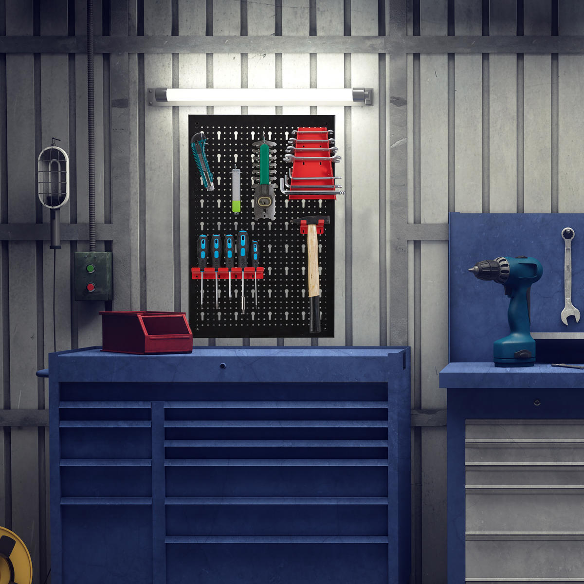 3XWERKZEUGWAND - Schwarz, Metall (39/60/2cm) - Relaxdays